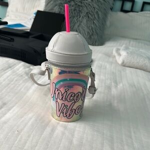 Justice Pink and White Cup Bag